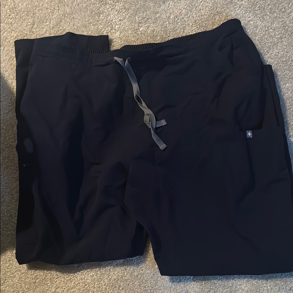Navy scrub pants with Gray Drawstring